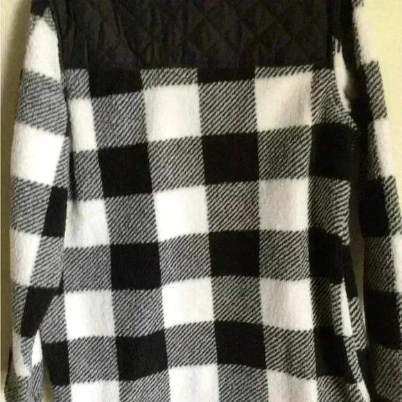 Magellan Quilted Sherpa  Mix Media Gorpcore Pullover Buffalo Check Black White L - Picture 7 of 9